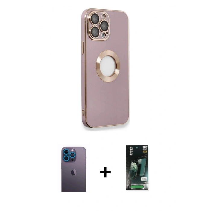 MARSİLYAN™- iPhone 13 Pro Max Kılıf İz Form Serisi - Şeffaf 360 Full Body Arka Koruyucu + Neon Fosforlu Kamera Lens - MI