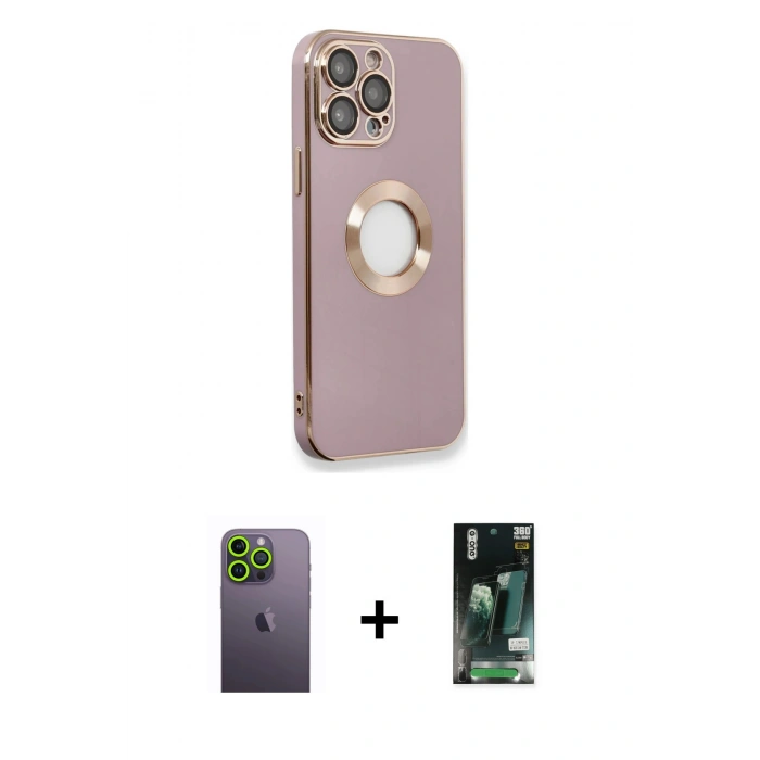MARSİLYAN™- iPhone 13 Pro Max Kılıf İz Form Serisi - Şeffaf 360 Full Body Arka Koruyucu + Neon Fosforlu Kamera Lens - YL