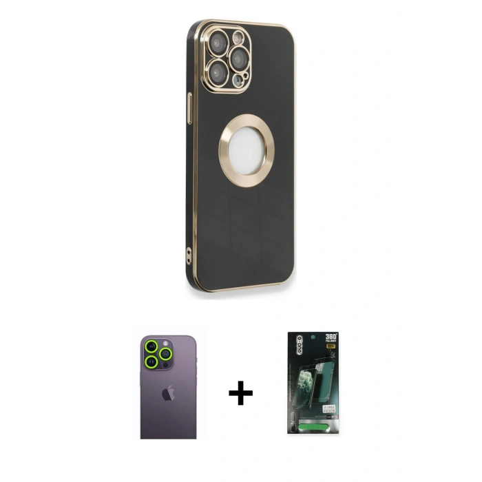 MARSİLYAN™- iPhone 13 Pro Max Kılıf İz Form Serisi - Şeffaf 360 Full Body Arka Koruyucu + Neon Fosforlu Kamera Lens - YL