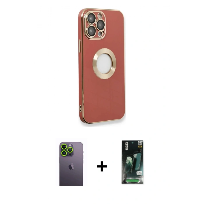 MARSİLYAN™- iPhone 13 Pro Max Kılıf İz Form Serisi - Şeffaf 360 Full Body Arka Koruyucu + Neon Fosforlu Kamera Lens - YL