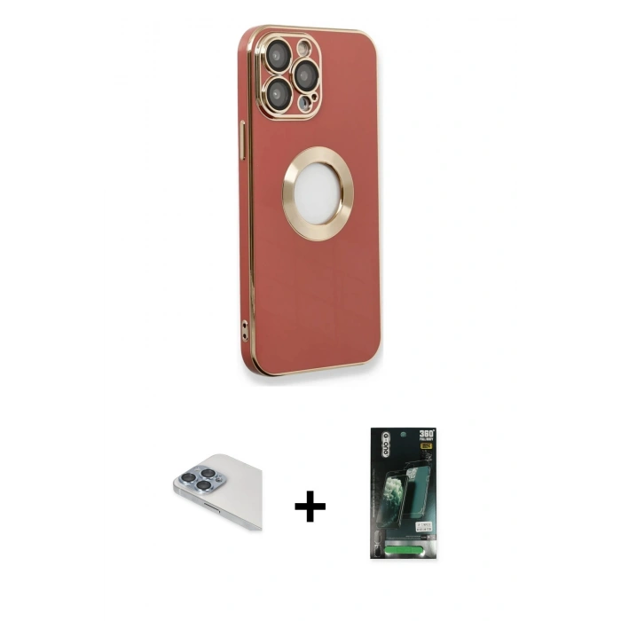 MARSİLYAN™- iPhone 13 Pro Max Kılıf İz Form Serisi - Şeffaf 360 Full Body Arka Koruyucu + Pers Alüminyum Kamera Lens - SABE