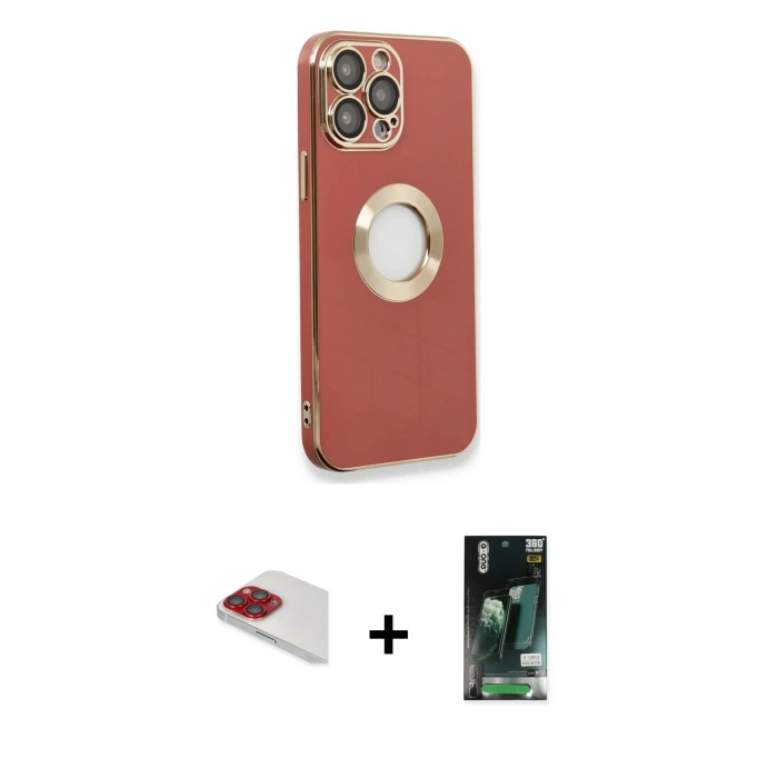 MARSİLYAN™- iPhone 13 Pro Max Kılıf İz Form Serisi - Şeffaf 360 Full Body Arka Koruyucu + Pers Alüminyum Kamera Lens - KI