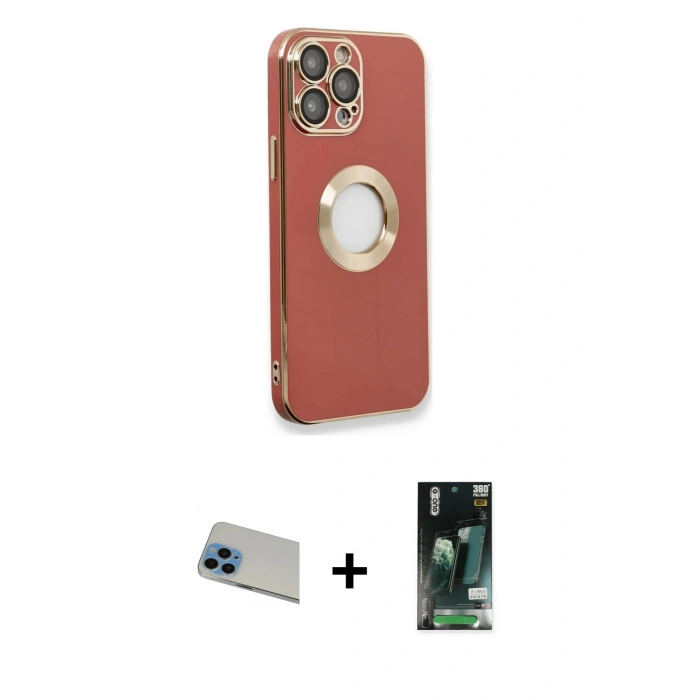 MARSİLYAN™- iPhone 13 Pro Max Kılıf İz Form Serisi - Şeffaf 360 Full Body Arka Koruyucu + Rainbow Kamera Lens Koruma Cam - MI