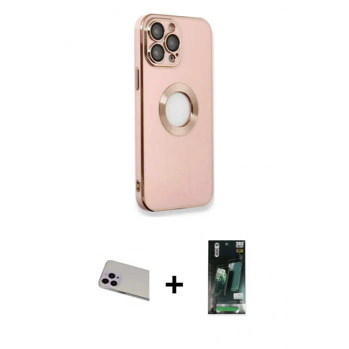 MARSİLYAN™- iPhone 13 Pro Max Kılıf İz Form Serisi - Şeffaf 360 Full Body Arka Koruyucu + Rainbow Kamera Lens Koruma Cam - MR