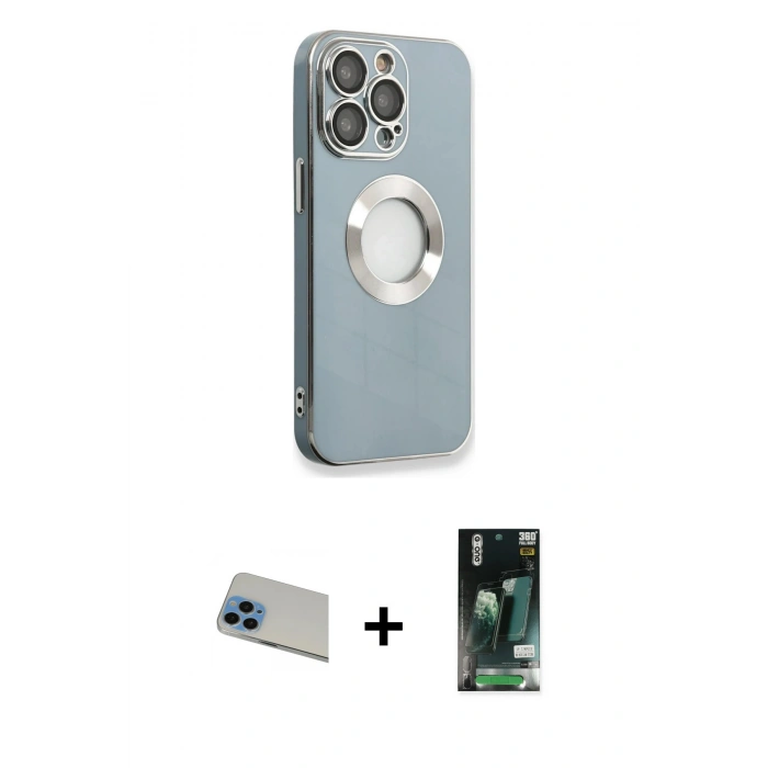 MARSİLYAN™- iPhone 13 Pro Max Kılıf İz Form Serisi - Şeffaf 360 Full Body Arka Koruyucu + Rainbow Kamera Lens Koruma Cam - MI