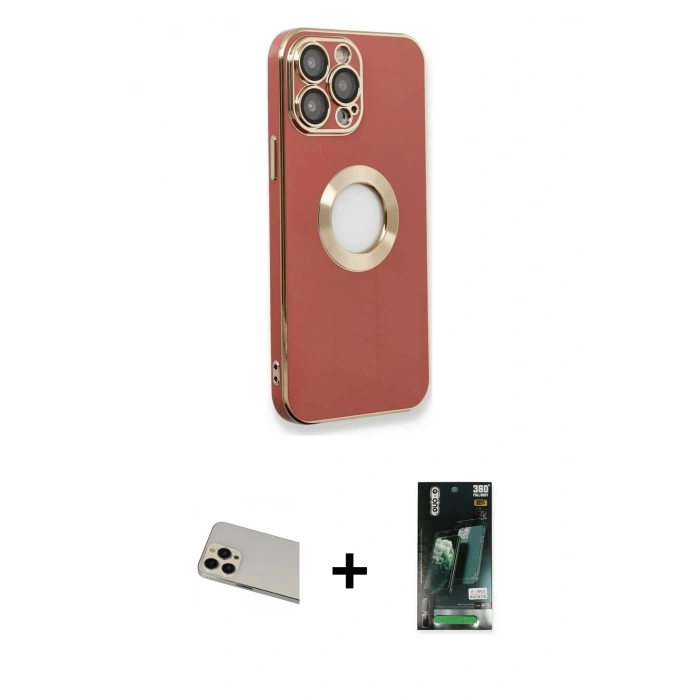 MARSİLYAN™- iPhone 13 Pro Max Kılıf İz Form Serisi - Şeffaf 360 Full Body Arka Koruyucu + Rainbow Kamera Lens Koruma Cam - REGD