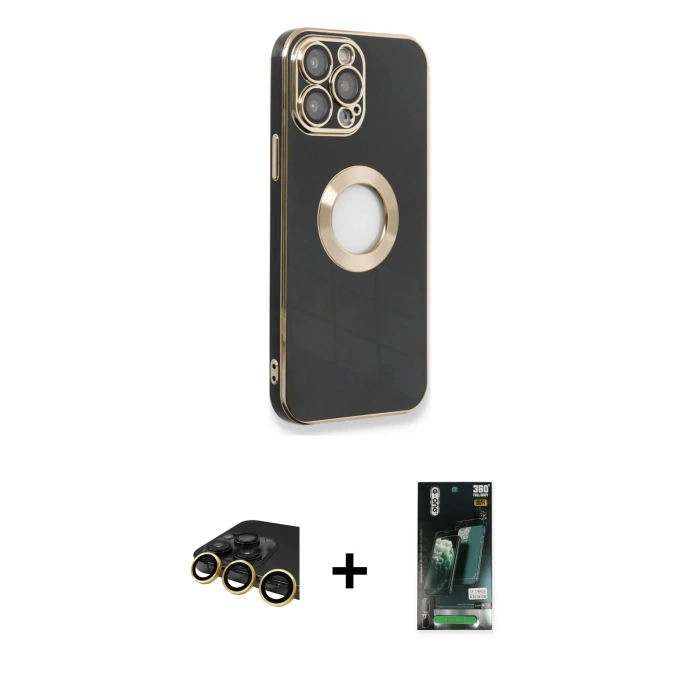 MARSİLYAN™- iPhone 13 Pro Max Kılıf İz Form Serisi - Şeffaf 360 Full Body Arka Koruyucu + Raze Metal Kamera Lens - GD