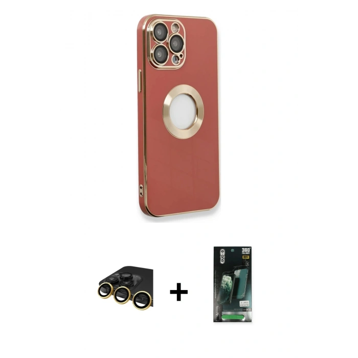 MARSİLYAN™- iPhone 13 Pro Max Kılıf İz Form Serisi - Şeffaf 360 Full Body Arka Koruyucu + Raze Metal Kamera Lens - GD