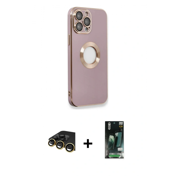 MARSİLYAN™- iPhone 13 Pro Max Kılıf İz Form Serisi - Şeffaf 360 Full Body Arka Koruyucu + Raze Metal Kamera Lens - GD