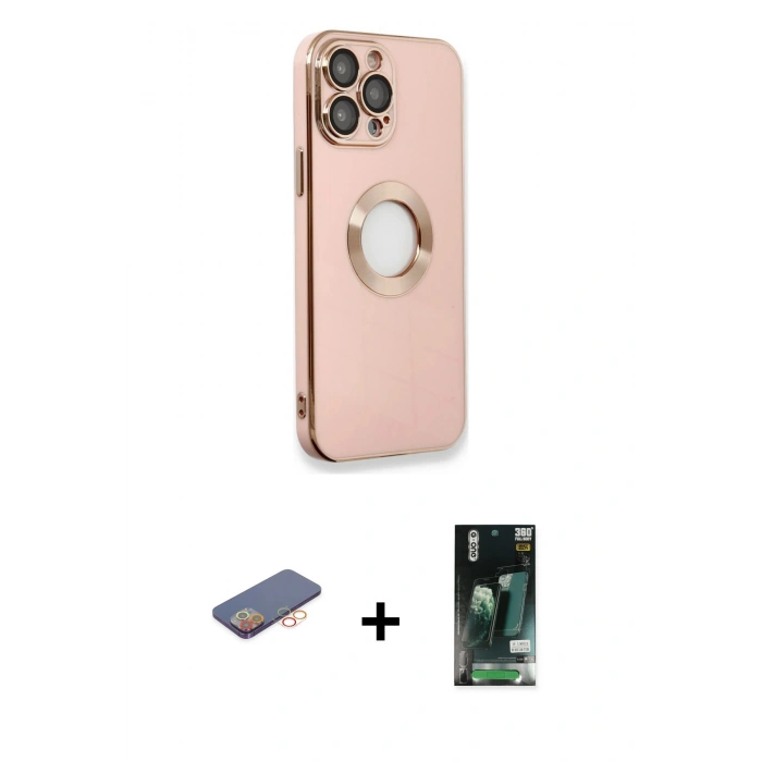 MARSİLYAN™- iPhone 13 Pro Max Kılıf İz Form Serisi - Şeffaf 360 Full Body Arka Koruyucu + Renkli Kamera Lens Koruma Cam - TU