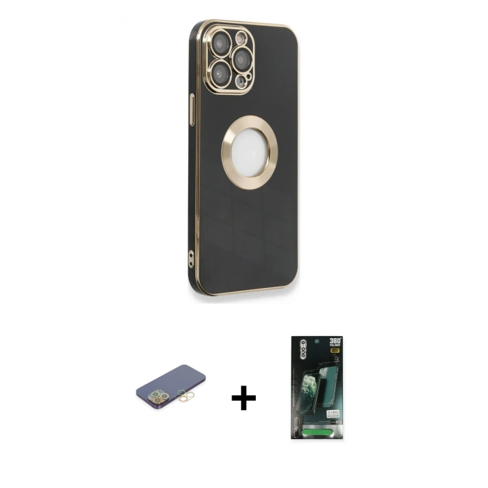 MARSİLYAN™- iPhone 13 Pro Max Kılıf İz Form Serisi - Şeffaf 360 Full Body Arka Koruyucu + Renkli Kamera Lens Koruma Cam - SI