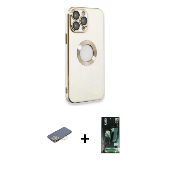 MARSİLYAN™- iPhone 13 Pro Max Kılıf İz Form Serisi - Şeffaf 360 Full Body Arka Koruyucu + Renkli Kamera Lens Koruma Cam - SI