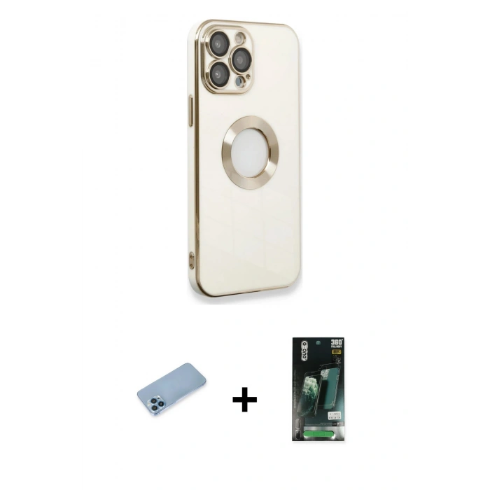 MARSİLYAN™- iPhone 13 Pro Max Kılıf İz Form Serisi - Şeffaf 360 Full Body Arka Koruyucu + Shine Kamera Lens Koruma Cam - MI