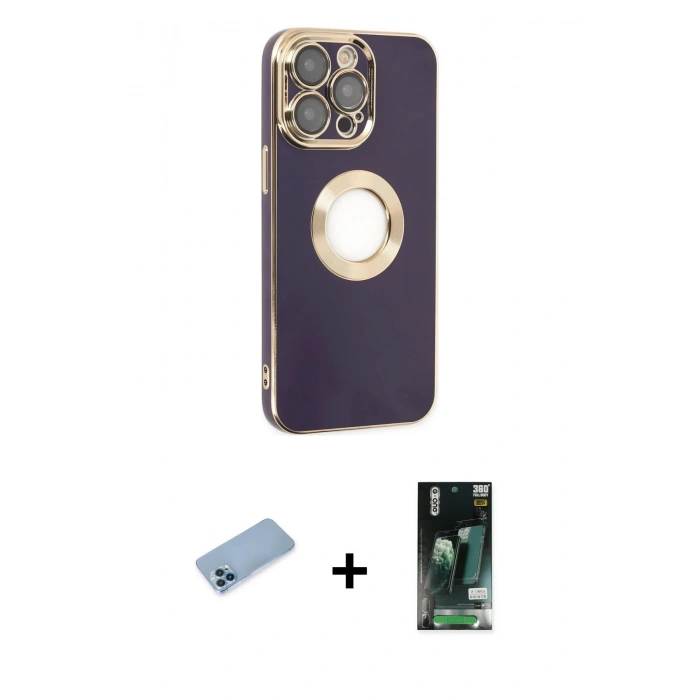 MARSİLYAN™- iPhone 13 Pro Max Kılıf İz Form Serisi - Şeffaf 360 Full Body Arka Koruyucu + Shine Kamera Lens Koruma Cam - MI