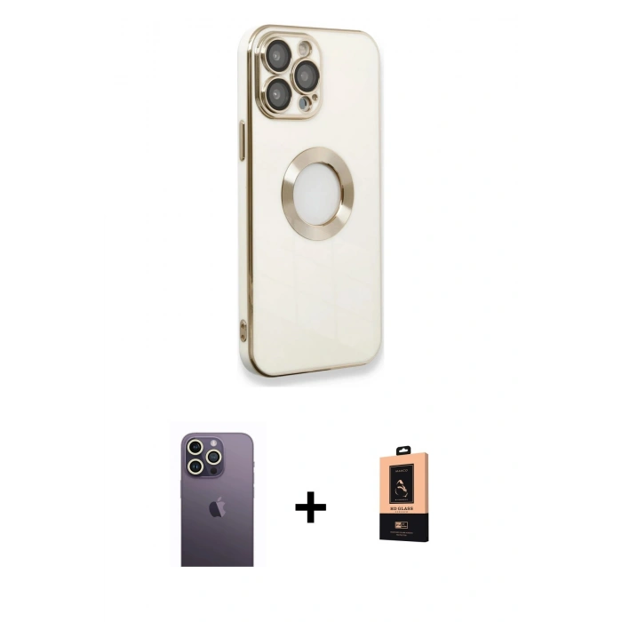 MARSİLYAN™- iPhone 13 Pro Max Kılıf İz Form Serisi - Şeffaf Maxco Cam Ekran Koruyucu + Neon Fosforlu Kamera Lens - BZ