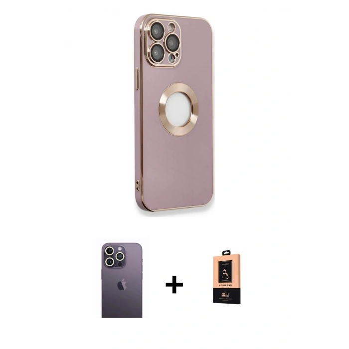 MARSİLYAN™- iPhone 13 Pro Max Kılıf İz Form Serisi - Şeffaf Maxco Cam Ekran Koruyucu + Neon Fosforlu Kamera Lens - BZ