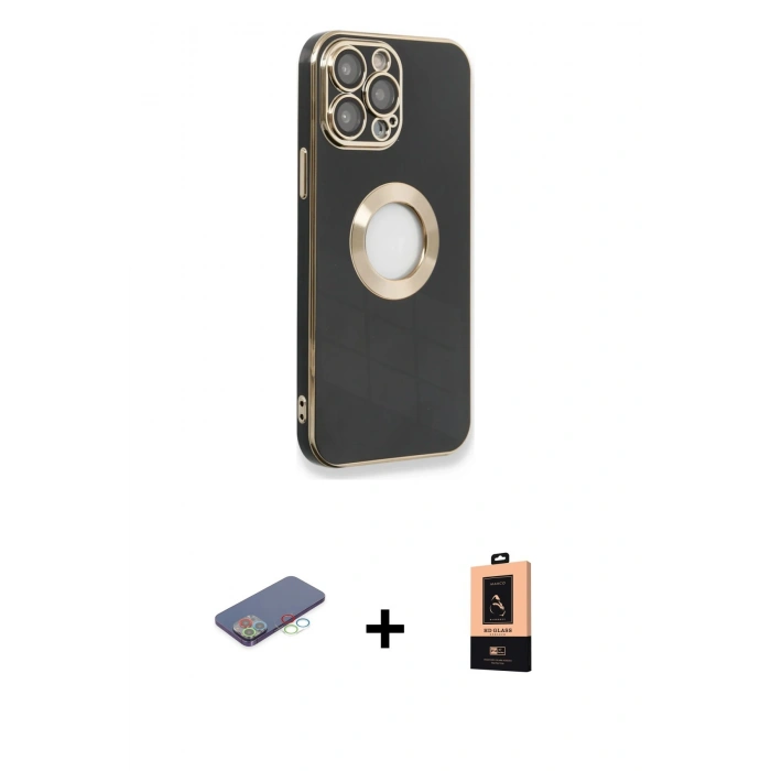MARSİLYAN™- iPhone 13 Pro Max Kılıf İz Form Serisi - Şeffaf Maxco Cam Ekran Koruyucu + Renkli Kamera Lens Koruma Cam - MI