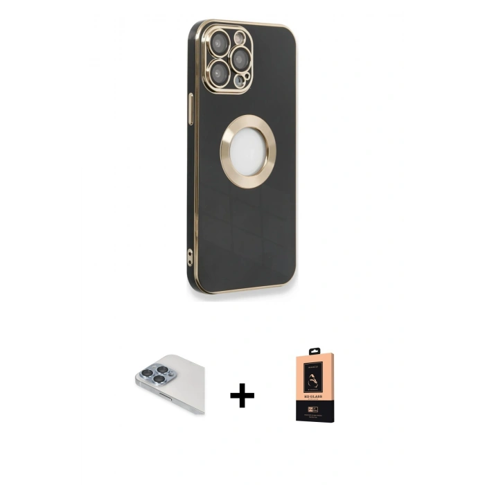 MARSİLYAN™- iPhone 13 Pro Max Kılıf İz Form Serisi - Şeffaf Maxco Cam Ekran Koruyucu + Pers Alüminyum Kamera Lens - SABE