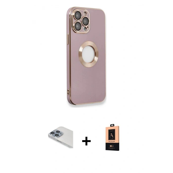 MARSİLYAN™- iPhone 13 Pro Max Kılıf İz Form Serisi - Şeffaf Maxco Cam Ekran Koruyucu + Pers Alüminyum Kamera Lens - SABE