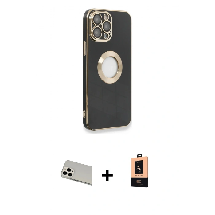 MARSİLYAN™- iPhone 13 Pro Max Kılıf İz Form Serisi - Şeffaf Maxco Cam Ekran Koruyucu + Rainbow Kamera Lens Koruma Cam - BZ