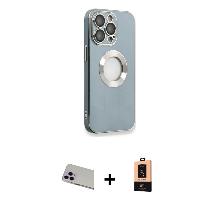 MARSİLYAN™- iPhone 13 Pro Max Kılıf İz Form Serisi - Şeffaf Maxco Cam Ekran Koruyucu + Rainbow Kamera Lens Koruma Cam - MR