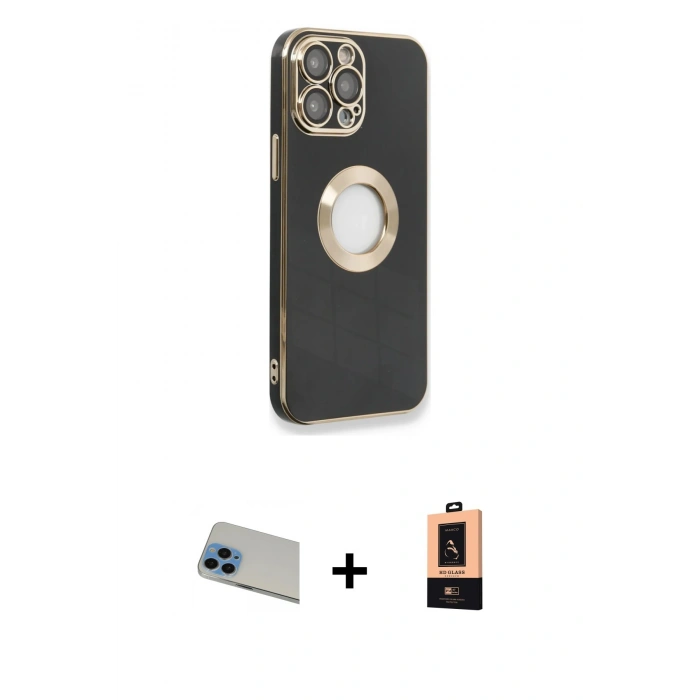 MARSİLYAN™- iPhone 13 Pro Max Kılıf İz Form Serisi - Şeffaf Maxco Cam Ekran Koruyucu + Rainbow Kamera Lens Koruma Cam - MI