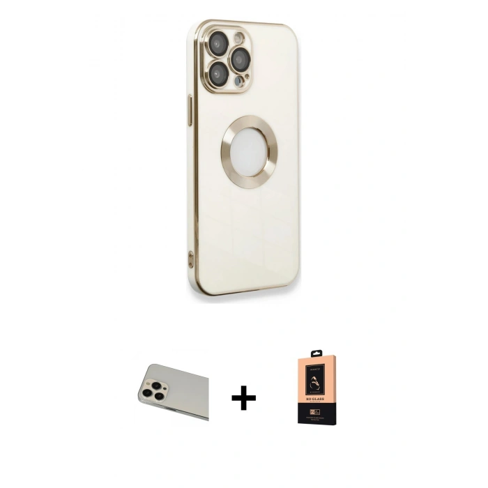 MARSİLYAN™- iPhone 13 Pro Max Kılıf İz Form Serisi - Şeffaf Maxco Cam Ekran Koruyucu + Rainbow Kamera Lens Koruma Cam - REGD
