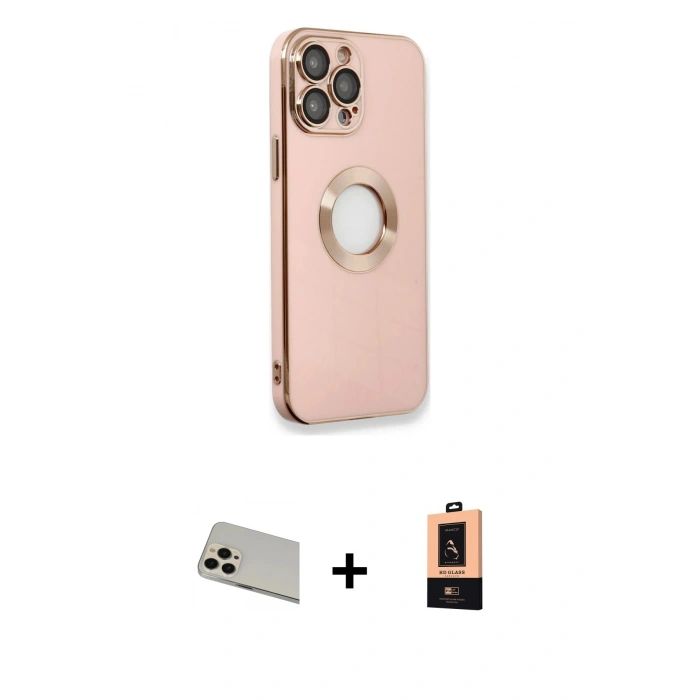 MARSİLYAN™- iPhone 13 Pro Max Kılıf İz Form Serisi - Şeffaf Maxco Cam Ekran Koruyucu + Rainbow Kamera Lens Koruma Cam - REGD