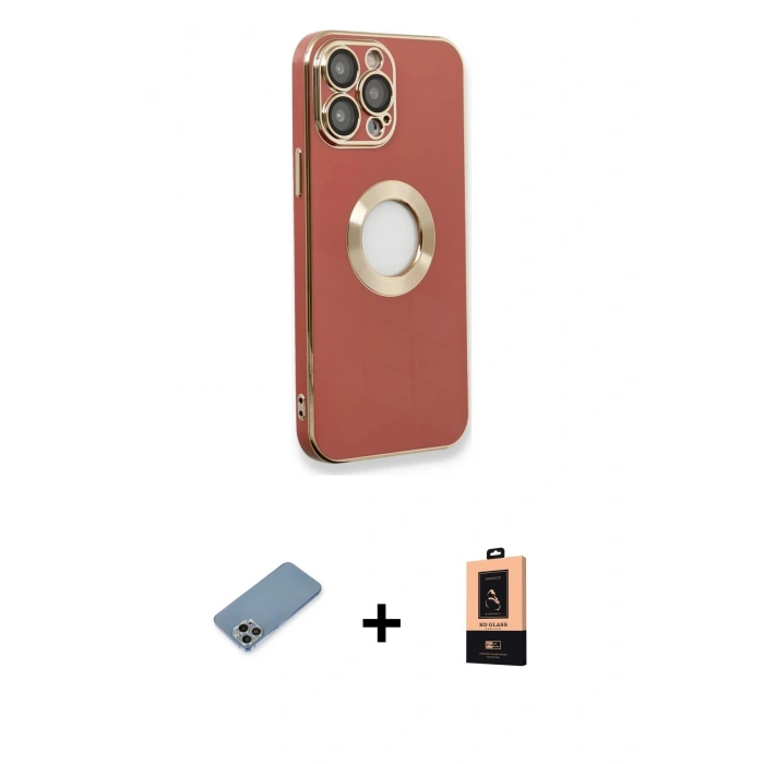 MARSİLYAN™- iPhone 13 Pro Max Kılıf İz Form Serisi - Şeffaf Maxco Cam Ekran Koruyucu + Shine Kamera Lens Koruma Cam - GI