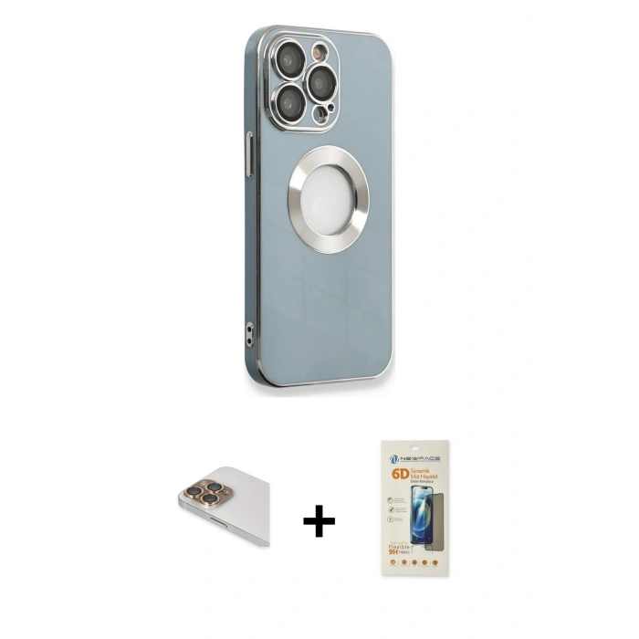 MARSİLYAN™- iPhone 13 Pro Max Kılıf İz Form Serisi - Siyah 6D Mat Seramik Hayalet Nano Ekran Koruyucu + Pers Alüminyum Kamera Lens - GD