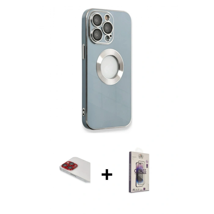 MARSİLYAN™- iPhone 13 Pro Max Kılıf İz Form Serisi - Siyah Bilvis 3D Cam Ekran Koruyucu + Pers Alüminyum Kamera Lens - KI