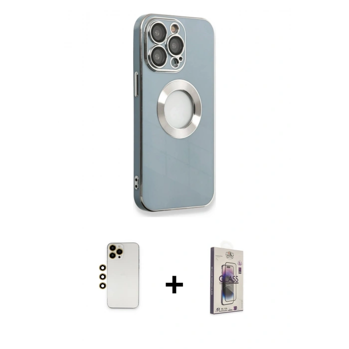 MARSİLYAN™- iPhone 13 Pro Max Kılıf İz Form Serisi - Siyah Bilvis 3D Cam Ekran Koruyucu + Shine Kamera Lens - GD