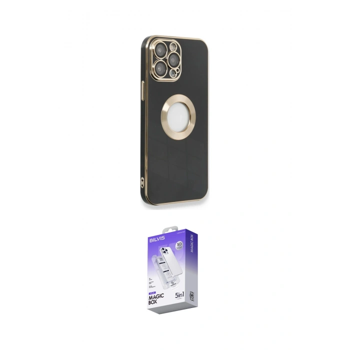 MARSİLYAN™- iPhone 13 Pro Max Kılıf İz Form Serisi - Siyah Bilvis 5in1 3D Magic Cam Ekran Koruyucu