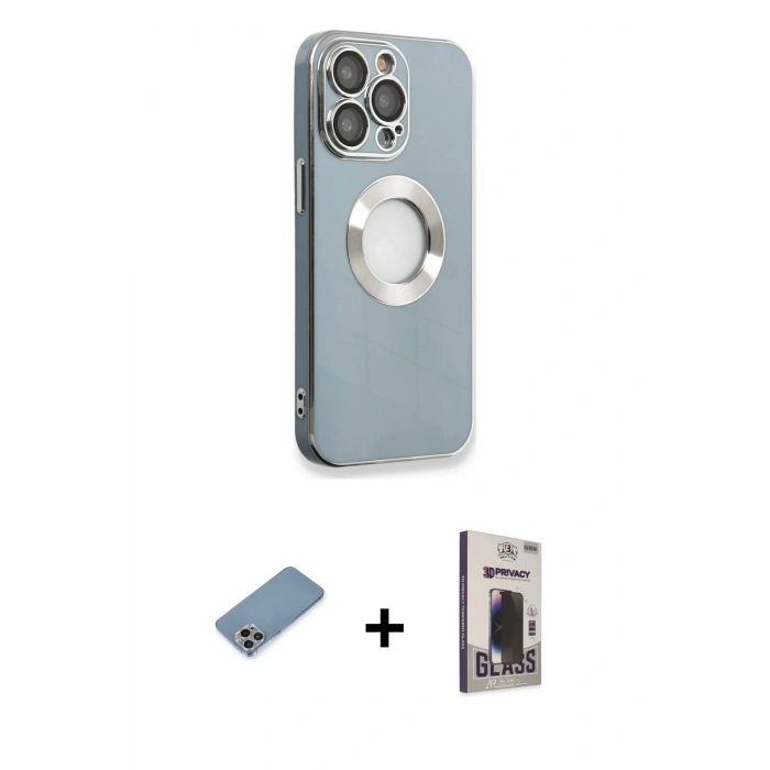 MARSİLYAN™- iPhone 13 Pro Max Kılıf İz Form Serisi - Siyah Bilvis Hayalet Cam Ekran Koruyucu + Shine Kamera Lens Koruma Cam - GI