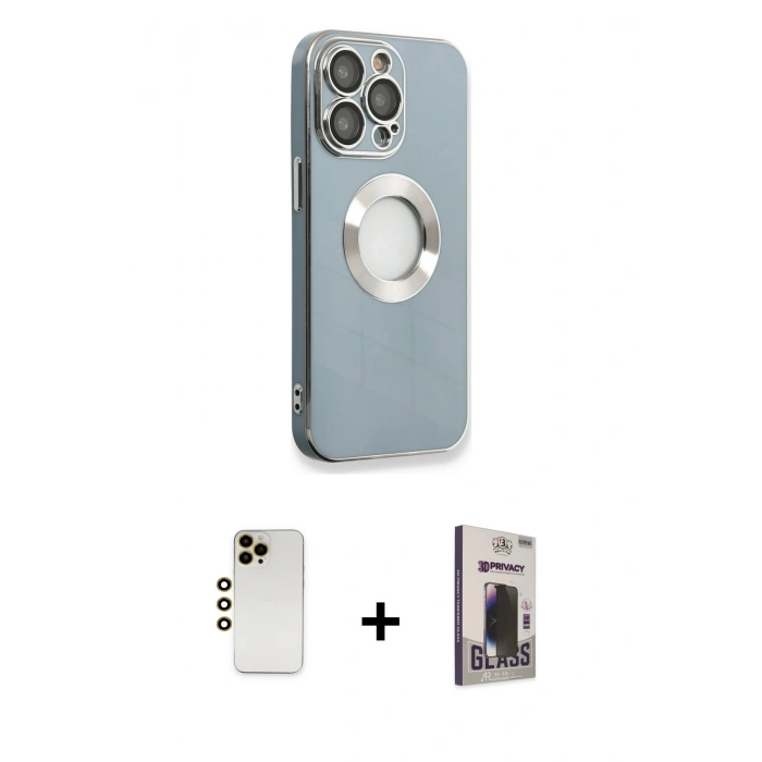 MARSİLYAN™- iPhone 13 Pro Max Kılıf İz Form Serisi - Siyah Bilvis Hayalet Cam Ekran Koruyucu + Shine Kamera Lens - GD