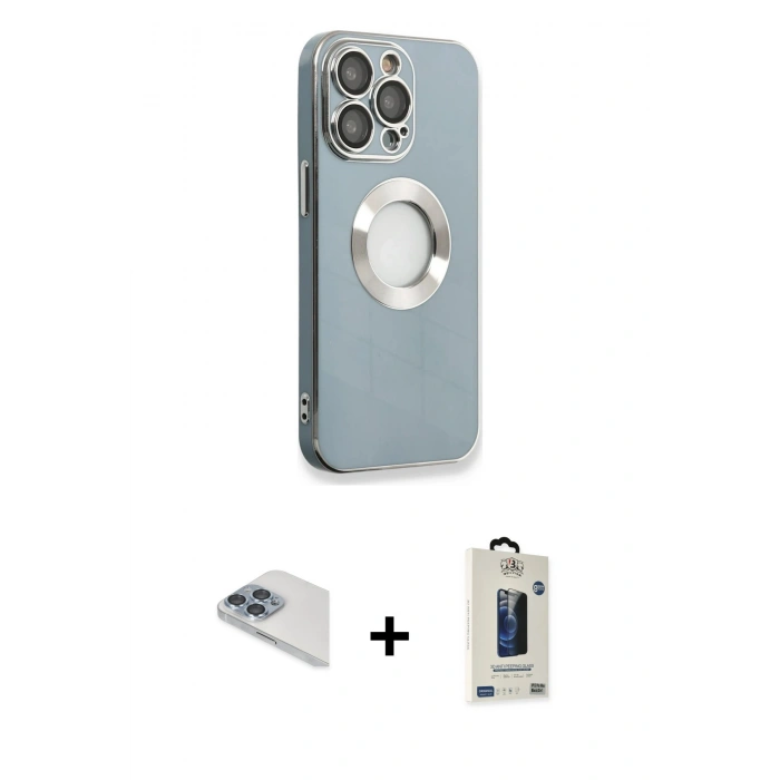 MARSİLYAN™- iPhone 13 Pro Max Kılıf İz Form Serisi - Siyah Bilvis Hayalet Cam Ekran Koruyucu + Pers Alüminyum Kamera Lens - SABE
