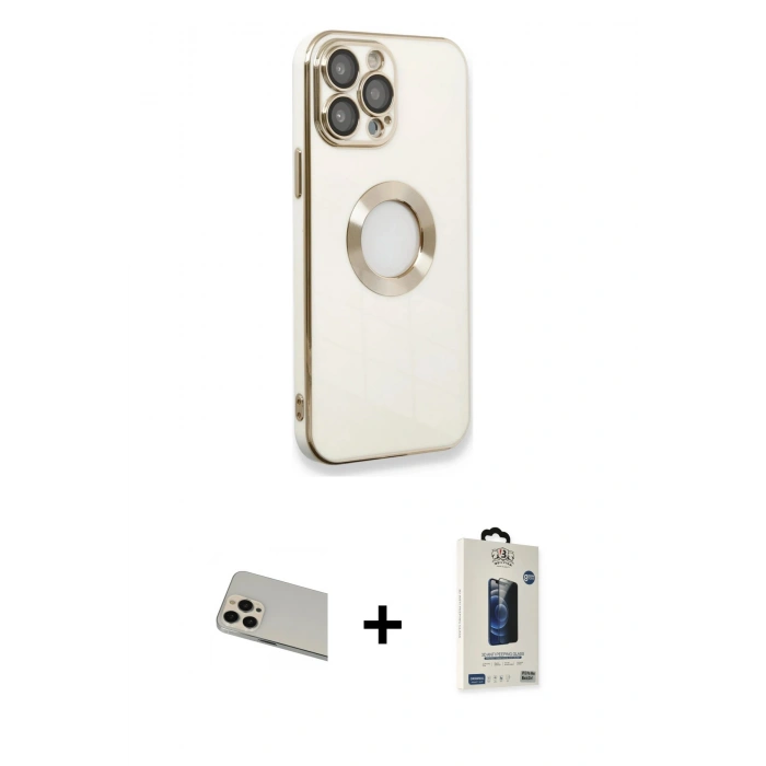 MARSİLYAN™- iPhone 13 Pro Max Kılıf İz Form Serisi - Siyah Bilvis Hayalet Cam Ekran Koruyucu + Rainbow Kamera Lens Koruma Cam - REGD