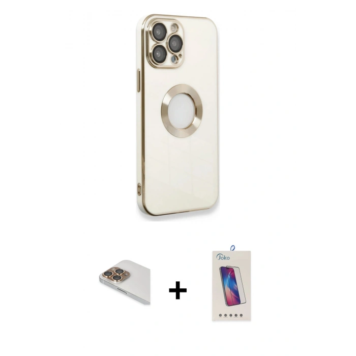 MARSİLYAN™- iPhone 13 Pro Max Kılıf İz Form Serisi - Siyah Joko 5D Cam + Pers Alüminyum Kamera Lens - GD