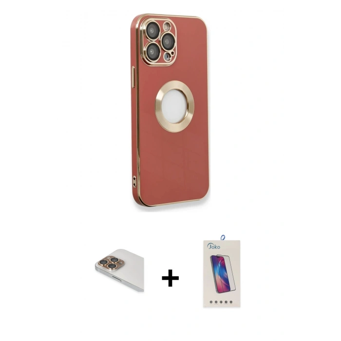 MARSİLYAN™- iPhone 13 Pro Max Kılıf İz Form Serisi - Siyah Joko 5D Cam + Pers Alüminyum Kamera Lens - GD