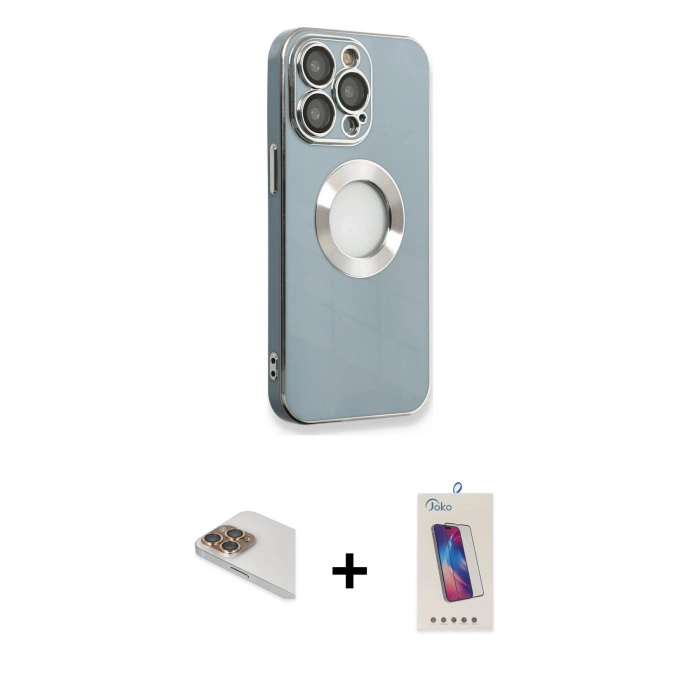 MARSİLYAN™- iPhone 13 Pro Max Kılıf İz Form Serisi - Siyah Joko 5D Cam + Pers Alüminyum Kamera Lens - GD