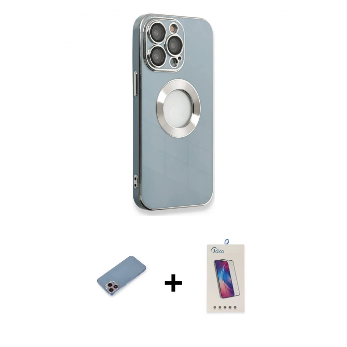 MARSİLYAN™- iPhone 13 Pro Max Kılıf İz Form Serisi - Siyah Joko 5D Cam + Shine Kamera Lens Koruma Cam - PE