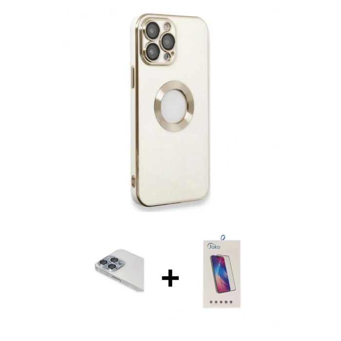 MARSİLYAN™- iPhone 13 Pro Max Kılıf İz Form Serisi - Siyah Joko 5D Cam + Pers Alüminyum Kamera Lens - SABE