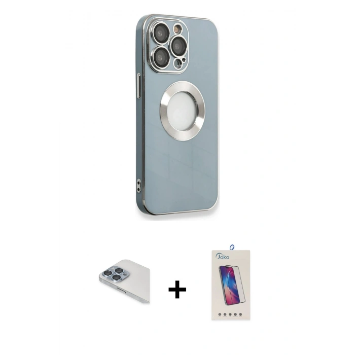 MARSİLYAN™- iPhone 13 Pro Max Kılıf İz Form Serisi - Siyah Joko 5D Cam + Pers Alüminyum Kamera Lens - SABE