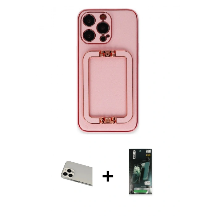 MARSİLYAN™- iPhone 13 Pro Max Kılıf Kozmos Minimal Prime - Şeffaf 360 Full Body Arka Koruyucu + Rainbow Kamera Lens Koruma Cam - BZ