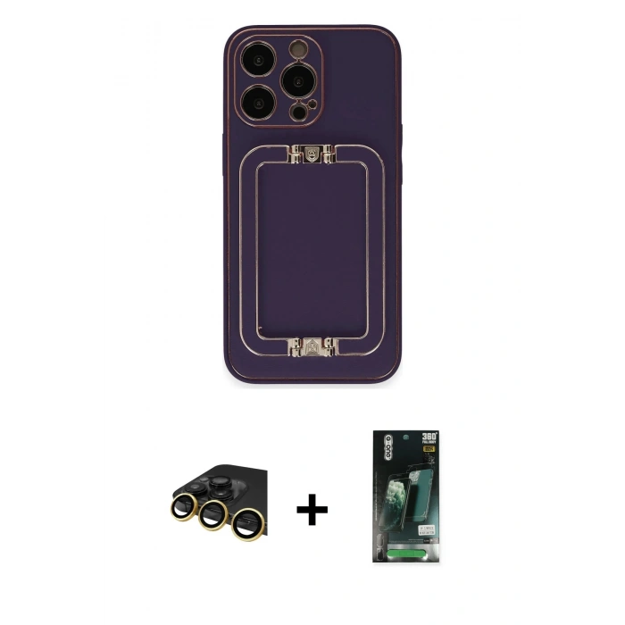 MARSİLYAN™- iPhone 13 Pro Max Kılıf Kozmos Minimal Prime - Şeffaf 360 Full Body Arka Koruyucu + Raze Metal Kamera Lens - GD