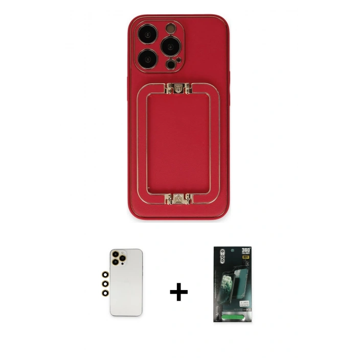MARSİLYAN™- iPhone 13 Pro Max Kılıf Kozmos Minimal Prime - Şeffaf 360 Full Body Arka Koruyucu + Shine Kamera Lens - GD