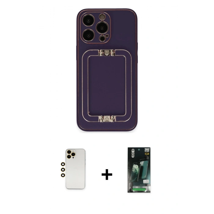 MARSİLYAN™- iPhone 13 Pro Max Kılıf Kozmos Minimal Prime - Şeffaf 360 Full Body Arka Koruyucu + Shine Kamera Lens - GD