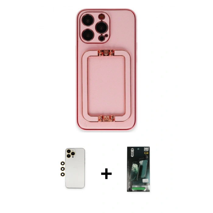 MARSİLYAN™- iPhone 13 Pro Max Kılıf Kozmos Minimal Prime - Şeffaf 360 Full Body Arka Koruyucu + Shine Kamera Lens - GD