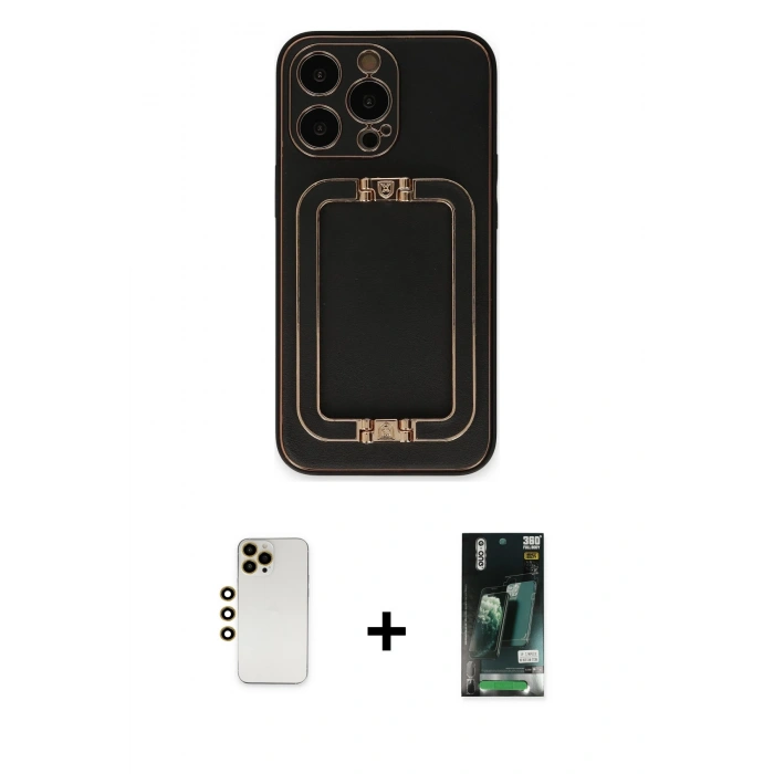 MARSİLYAN™- iPhone 13 Pro Max Kılıf Kozmos Minimal Prime - Şeffaf 360 Full Body Arka Koruyucu + Shine Kamera Lens - GD