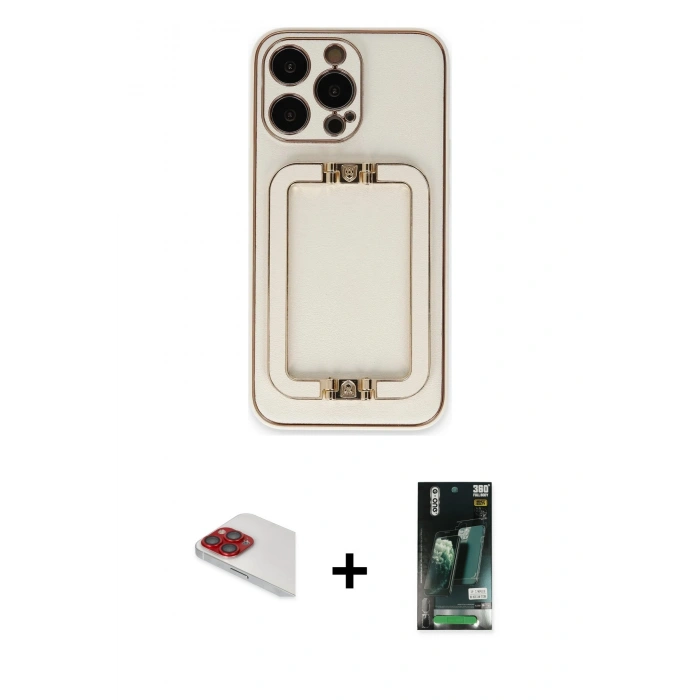 MARSİLYAN™- iPhone 13 Pro Max Kılıf Kozmos Minimal Prime - Şeffaf 360 Full Body Arka Koruyucu + Pers Alüminyum Kamera Lens - KI